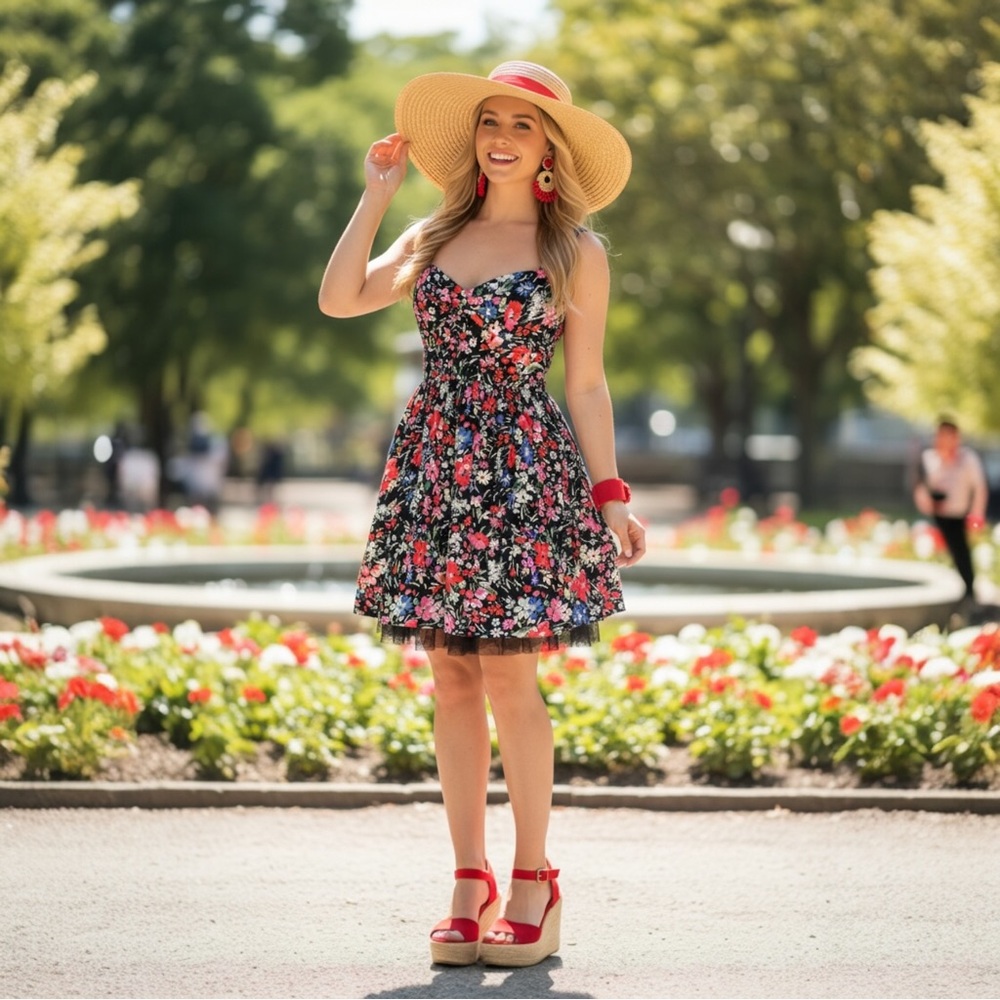 Sun-Kissed Floral Open Back Dress